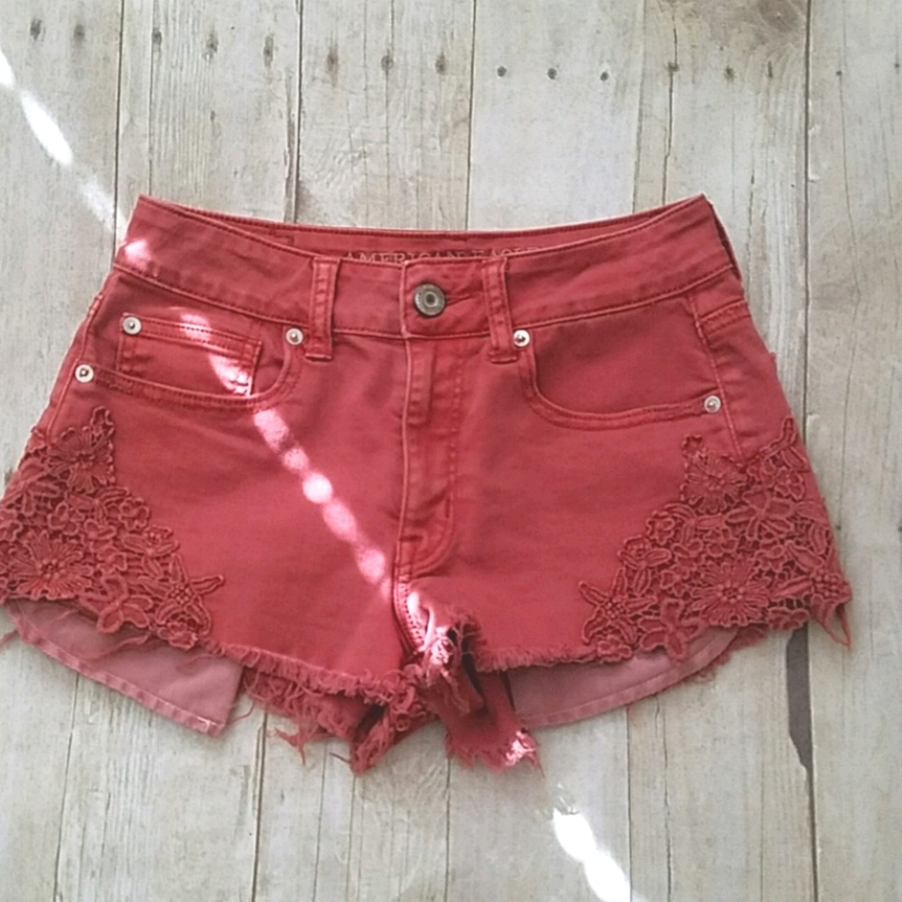 High Rise Festival American Eagle Shorts with crochet Detail Size 2